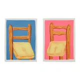 Pedro Pedro, Two works: (i) Blue Chair ; (ii) Pink Chair, 2017, acrylic on paper