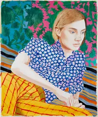 Jocelyn Hobbie, Yellow Pants with Red Stripe, 2019, oil on paper