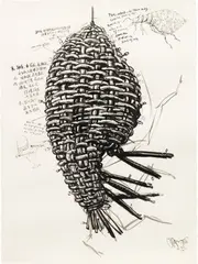 Chen Zhen, Drawing for "Flea-House", 1996, India ink on paper