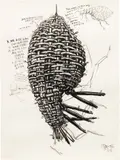 Chen Zhen, Drawing for "Flea-House", 1996, India ink on paper