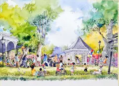 Botanical Gardens 2023 by Alex Leong, 2023, watercolour on paper, offered Nov 2023