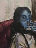 Aisha Rosli, My words are all carried away by the wind, 2023, oil, charcoal and pastel on linen