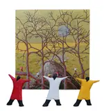 Nyoman Sujana "Kenyem", Full Moon in Bali, 2023, mixed media on canvas; acrylic paint, synthetic wood and synthetic straw