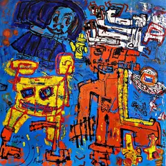 Workaholic by Nana Tedja, 2023, acrylic on canvas, offered Nov 2023