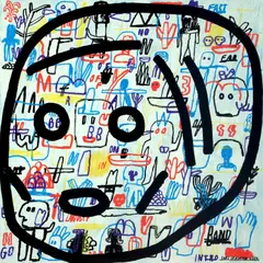 Who’s in your head by Soni Irawan, 2023, acrylic and solid marker on canvas, offered Nov 2023