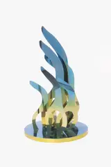 Carlo Calma, Vine, 2023, reflective coloured chrome stainless steel with rotating motor