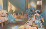 Shen Jiaqi, Dioramas of industry: Doing the dishes, 2023, acrylic on linen