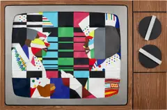 You've Been Served by Derrick Adams, 2016-2017, acrylic, cardboard, printed paper and fabric collage on paper mounted to archival museum board, sold Mar 2022