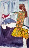 Portia Zvavahera, Ndapfugama Wani, 2014, oil-based printing ink and oil bar on canvas mounted to panel