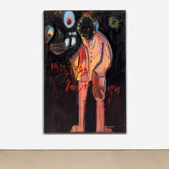 Mislead Youth by Milo Matthieu, 2020, oil, acrylic and collaged canvas on canvas, sold Mar 2022