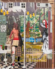 Olivier Souffrant, To Pimp a Generation, 2022, acrylic and archival CMYK ink on canvas