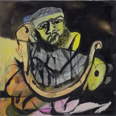 Jonathan Lyndon Chase, sheet music, 2018, spray paint, acrylic, marker, graphite and pastel on canvas