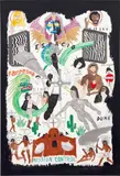 Umar Rashid, Is there heaven for a collaborator/ colonizer? The Ballad of Hernan. (Or, Mission Control)., 2020, acrylic and ink on paper mounted to canvas