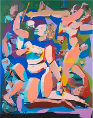 After Bronzino by Jonathan Chapline, 2018, acrylic and Flashe on panel, sold Mar 2022
