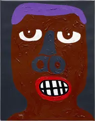 Brown Face 6 by Isshaq Ismail, 2020, acrylic on canvas, sold Mar 2022
