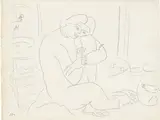 Henri Matisse, Femme assise au Bocal de Poissons, 1929, pencil on paper