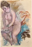 Female Nude, Cape Cod by George Grosz, 1941, watercolor, gouache and ink on paper, offered Mar 2022