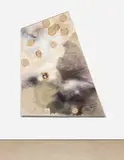Lucy Dodd, Varkala (Beyond Hippy), 2013, kombucha SCOBY, yerba mate, tempera, wild walnut rind, sauerkraut juice, cabbage juice, nettle, quarry hill river clay, immune support tea, Tulsi Tummy tea and mixed pigments on canvas
