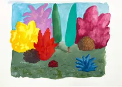 Landscape by Nicolas Party, 2012, watercolor on paper, sold Mar 2022