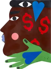 Untitled by Nina Chanel Abney, 2018, spray paint on paper cutout, sold Mar 2022