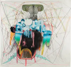 Sterling Ruby, Candles (Exercise in Obsessive), 2005, ink, oilstick, graphite, printed paper and paper collage on paper