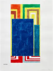 Peter Halley, Untitled (6/21/96.4), 1997, pearlescent and metallic acrylic on digitally printed paper