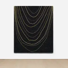 Luis Gispert, Only Built For… II, 2015, polychromed stones and gold-plated rope chains, mounted to aluminum