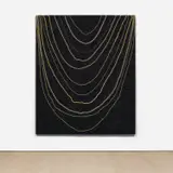Luis Gispert, Only Built For… II, 2015, polychromed stones and gold-plated rope chains, mounted to aluminum