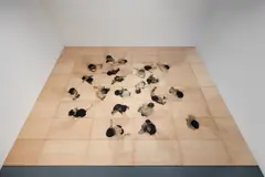 Charcoal Dance Floor by Allora & Calzadilla, 1997, charcoal on wood, in 40 parts, sold Mar 2022