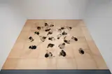 Allora & Calzadilla, Charcoal Dance Floor, 1997, charcoal on wood, in 40 parts