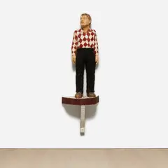 Harlequin by Stephan Balkenhol, 1995, limewood and paint, sold Mar 2022