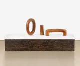 Claudia Comte, Tubes 4 (O, i, n), 2013, cherry wood, in 3 parts, on artist's base
