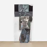 Rita Ackermann, MENTALIST, 2008, Plexiglas, printed paper, acrylic and oil paint, spray paint, self-adhesive paper, plastic, tape and bolts