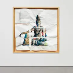 Water Moon Guanyin 2 by Doug Starn and Mike Starn, 2006, Unique four-color carbon print on ten sheets of Zerkel paper with applied tape and metallic push pins, offered Mar 2022