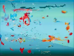 Petra Cortright, aaapornstars_frogcam2/fubu, 2018, digital painting on aluminum