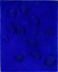 Yves Klein, Relief Éponge bleu sans titre (RE 49), 1961, dry blue pigment and synthetic resin, natural sponges and pebbles on panel
