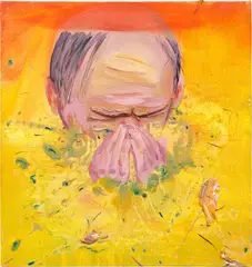 Sneeze 2 by Dana Schutz, 2002, oil on canvas, sold May 2022