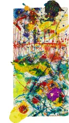 Untitled (SF88-399) by Sam Francis, 1988–1989, acrylic and wood collage on paper, sold May 2022