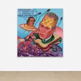 Peter Saul, Bush Over Baghdad, 2003, acrylic and oil on canvas