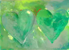 Jim Dine, Two Hearts (Due Cuori), 1970, tempera on card laid on board