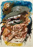 Jasper Johns, Crocodile in the Sewer, oil on paper
