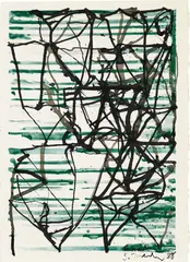 Untitled by Brice Marden, 1988, ink over printed paper, sold May 2022