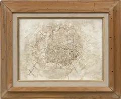 Joseph Cornell, J. Eagels Autumnal - Spring, 1965, baked painted surface, in artist’s frame (with printed paper collage on the reverse)