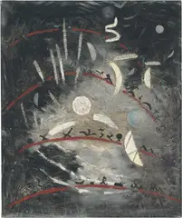 Alice Rahon, Dans la nuit du commencement, 1944, oil and sand on canvas
