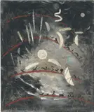 Alice Rahon, Dans la nuit du commencement, 1944, oil and sand on canvas