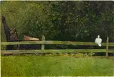 Jamie Wyeth, Duck, Fence, and Stump