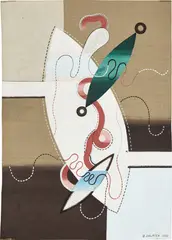 Georges Valmier, Untitled, 1932, gouache and painted paper collage on paper