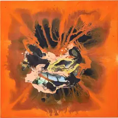 9/11 by Larry Bell, 2001, acrylic and screenprint on canvas, sold May 2022