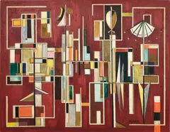 José Mijares, Lo concreto en rojo, 1954, oil on wood