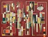 José Mijares, Lo concreto en rojo, 1954, oil on wood